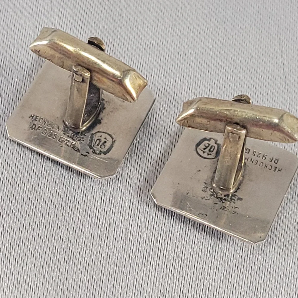 Mexico Sterling Silver Cufflinks Mens Aztec Sun Stone Calendar Square DF GZH 06